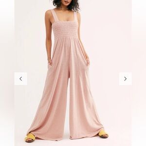 Free People Pink Empire Waist Jumpsuit